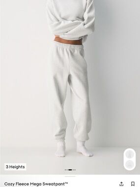 Aritzia Cozy Fleece Mega Sweatpant heather cloud white